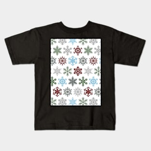 Colorful Snowflakes - Green, Red, Blue, Grey - Cozy Winter Collection Kids T-Shirt